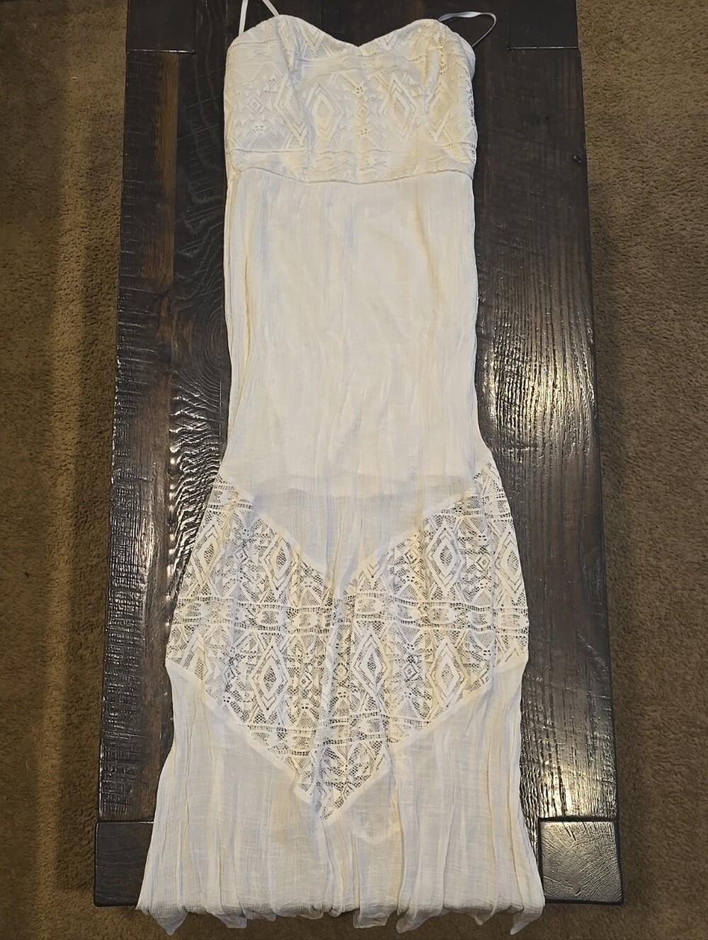 I.N. San Francisco White Lace-Panel Maxi Dress